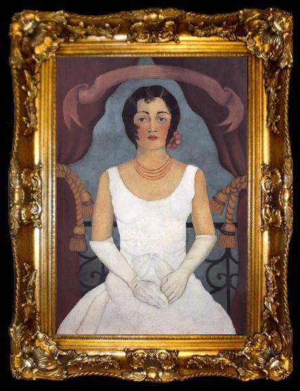 framed  Frida Kahlo Portrait of a Woman in White, ta009-2